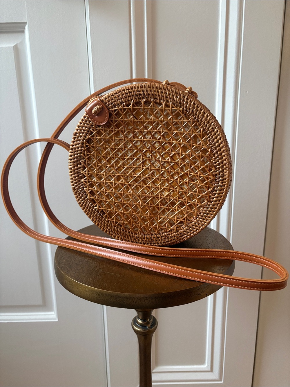 Anthropologie rattan round purse